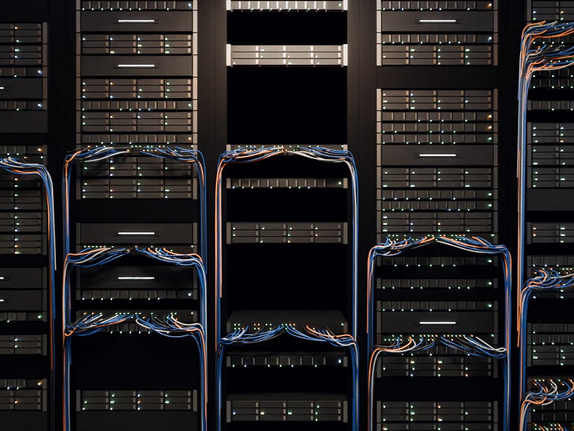An open rack with free space between a few installed servers
